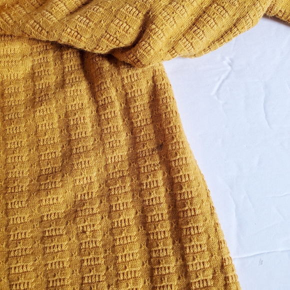 ANTHROPOLOGIE Pilcro & The Letterpress Waffle Knit Bow Mustard Top XS - Picture 8 of 12